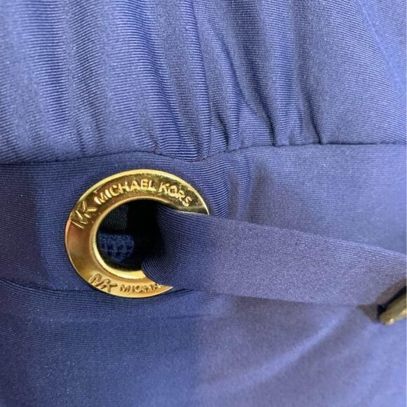 Michael KORS swimsuit. Navy blue. Skirted. Full bottom swimsuit. Gold detail. - Picture 4 of 10